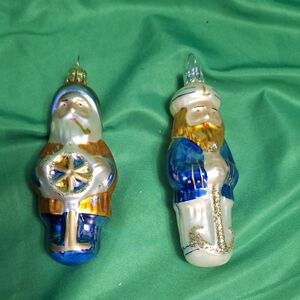 Rare Vintage From Czech Republic Blown Glass Holiday Ornaments Set